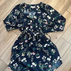 LOFT Floral Navy Shirt Dress